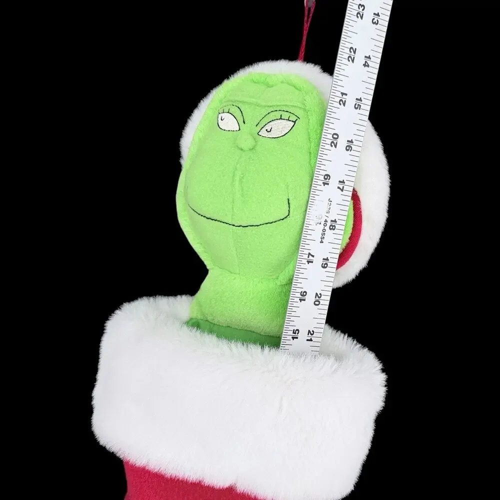 Vtg 1998 Hallmark Dr Seuss Grinch 3D Christmas Stocking Plush Head 22 in